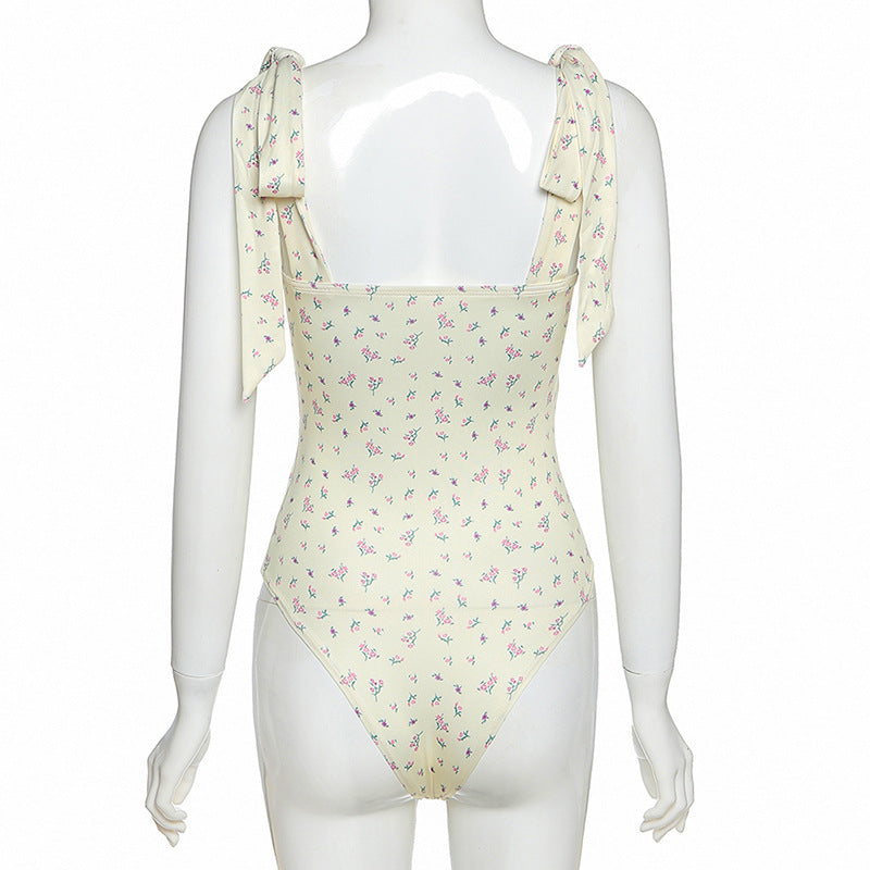 X00468V Autumn 2021 new lace slim one-line shoulder sexy backless women's bodysuits