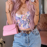 X00099D Floral Print Fashion Strapless Bustier Corset Crop Tops Female Sexy Backless Sleeveless Women Tops Summer 2021