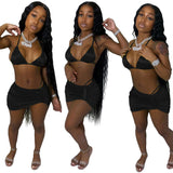 Bikini Halter Swimsuit 15 Color Three-piece Set