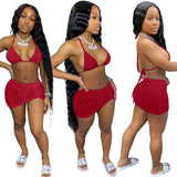 Bikini Halter Swimsuit 15 Color Three-piece Set