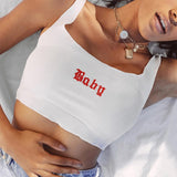 X00499S Baby label jumpsuit Crop Top Sleeveless Shirt Sexy Slim Lady Bralette Tops Strap Skinny Vest Camisole Women