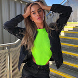 X30030S spring/summer 2021 women's clothing new sexy cut shoulder slim high collar with fluorescent multi-color bodysuit