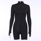 Turtleneck tracksuit short set shaping Bodysuit female Summer embroidered tight sexy jumpsuit women 2020