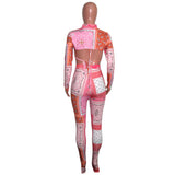 2020 Hot style sexy hollowed-out print long sleeve blouse bikini pants three-piece set plus size in stock