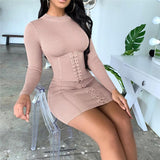 New 2021 European-American autumn/winter round neck and long sleeves and lace women dress