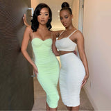 2020 Summer Bodycon Crop Top Slim Office Lady Sexy Party Club 2 Piece Set Women Skirt