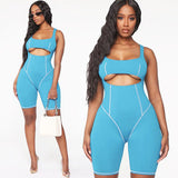 Skinny Jogger Fitness Hollow Sexy Jumpsuit Romper Playsuit Party Biker Shorts Jumpsuits Women's Clothing Bodycon Bodysuit