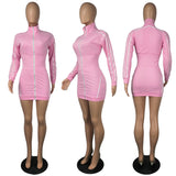 Phoenix New arrival sexy women dress+Zipper cardigan ribbon features a mini dress