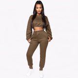 X00233L 2021 Autumn and winter plus cashmere sweater two piece leisure fashion two piece set