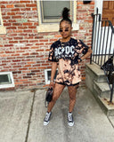 X00556M Tie-dye short sleeves suit sleeves Loose and stylish printed short sleeve suit Short sleeve shorts