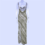 2020 women long snakeskin print Summer Dress