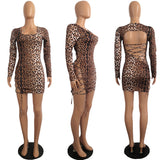 2020 new style Sexy nightclub leopard print halter back lace-up hip wrap short dress in stock