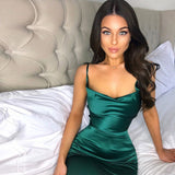 Satin Sleeveless Dress Slit Sexy Slip Women Party Elegant Dresses Outfits Streetwear Clotheestidos