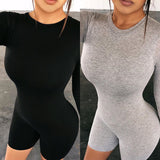 Sexy Bodysuit Women Zip Up Long Sleeve Jumpsuit Shorts Sports Outfit Tracksuits Ladies Solid Playsuit