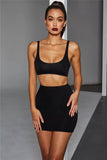 X00249M 2021 Hot sale ladies two pieces set Sexy tight crop top and skirt 3 colors Strap low-cut suit factory price