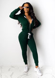 X00189L 2021 new arrival hot sale womentwo-piece sets Zipper hoodie casual pants two-piece suit Solid color elastic suit