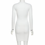 Summer 2021 new women's long-sleeved monogrammed slim dress with half-open collar