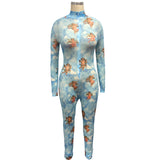 2020 sexy hot style Cupid printing polyester mesh see-through jumpsuit foreign trade sexy pants one piece