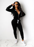 X00189L 2021 new arrival hot sale womentwo-piece sets Zipper hoodie casual pants two-piece suit Solid color elastic suit