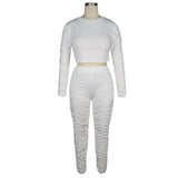 X00289L New arrival women two-piece set+Solid-color pleated sweatpants suit