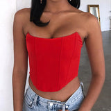 X00117C Sleeveless Off Shoulder Velvet Fashion Sexy Corset Crop Tops Vest Female Underwear Backless Bustier Top Solid