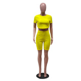 X00314L New arrival sport women two-piece set+Two-piece set of short sleeved shorts with backless straps