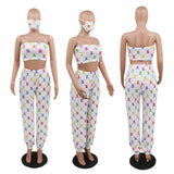 X00216L Summer and autumn fashion casual new women's wear+Printed strapless three-piece set