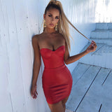 2020 new arrive Sexy pu dress In winter women's fashion sexy breast wrap backless elastic leather wrap skirt