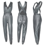 Plus-size women's dress with low back deep V and high waist hollowed-out sexy lantern jumpsuit plus size in stock