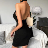 2020 sleeveless halter buttons backless sexy mini dress summer women fashion streetwear outfits sundress