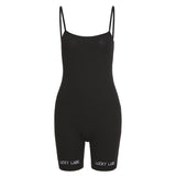 Ribbed Knitted Sexy Romper Short Jumpsuit Women Playsuit Embroidery Summer Bodycon Lucky Label Jumpsuits Female