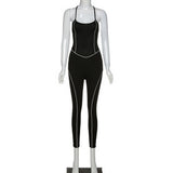 Summer Women Jumpsuit One Piece Sports Pants Lace-up Active Wear Sexy Backless Workout Fitness Running Jumpsuits Romper