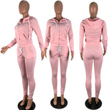 X00259L 2021 Hot style women two-piece sets+Solid color sport long sleeve pants and hooded suit