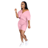 Hot sale summer lady casual 2 pcs womens clothing short set outfits