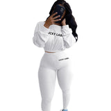 X01571C Phoenix Autumn Solid Letter Embroidery Two Piece Sets Women Basic Sweatshirt+Leggings Casual Sporty Tracksuits Female