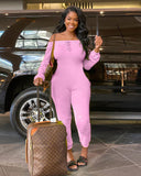 Phoenix Sexy jumpsuit with monochrome tight tank top and pleated pants long sleeve jumpsuit