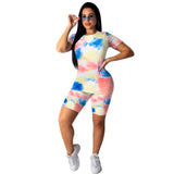 X00326L Phoenix New arrival sport women two-piece set+European and American leisure sports tie-dye printing two-piece set