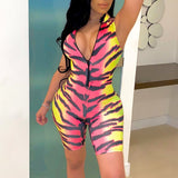 2020 wholesale workout Color tiger print two-color patchwork printed jumpsuit