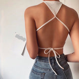 X00483S women sleeveless tank top o-neck elastic hight cropped top 2021 summer casual outwear female streetwear o-neck clothes