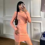 Phoenix Fashion women's dress with hollow out 2020 autumn new sexy slim long sleeve wrap skirt