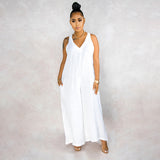 Wholesale 2020 hot style jumpsuit Casual loose Sling jumpsuit 4-colors V-Neck sleeveless suit