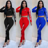 X00747S 2021 women's women skinny patchwork tracksuit outfits long sleeve crop top sporty leggings matching set casual 2 piece