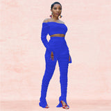 X00050L 2021 Hot sale gauze perspective two-piece sets sexy strapless crop top and pants solid color fashion slim outfits