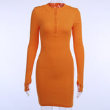 new slim dress sexy skirt Fashion New long-sleeved dress new street style zipper wrap hip skirt