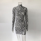 Phoenix Fashion sexy print long sleeve dress+Personalised striped half-high-necked long-sleeved dress