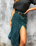 2019 Hot Sale Fashion Sexy Slit Leopard Print Midi High Waist Skirt for Women