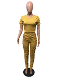 X00278L New arrival women two-piece set+Sexy fashion wrinkle short sleeve two-piece set