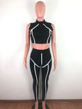 X00346S 2021 trendy women two piece sets Sexy top tight sleeveless jogging suit