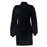 2020 autumn/winter new arrival High-necked slim sexy thickened tight knitted woollen dresses in stock