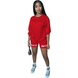 Ladies Letter Print Sports Gym Wear Clothing Long Sleeve Shorts Two-Piece Set Tracksuit Women Outfit